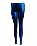 Metallic Blue Shiny Liquid Leggings Full Length
