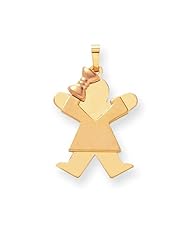 14k Two-Tone Gold Large Girl with Bow on Left Engravable Charm