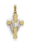 14k Two-Tone Cross White Robe Pendant