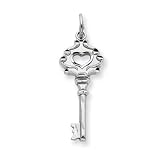 D1065 14 Karat White Gold Diamond-cut Key Charm