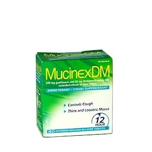 Mucinex DM Expectorant and Cough Suppressant, Extended-Release Bi-Layer Tablets, 40-Count Box by Mucinex
