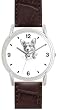CORGI DOG (MS) - WATCHBUDDY&reg; DELUXE SILVER TONE WATCH - Brown Strap - Small Size (Standard Women's Size)