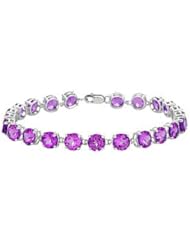 Sterling Silver Prong Set Round Amethyst Bracelet with 12.00 CT TGW