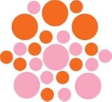 Set of 8 5 Hot Pink Circles Polka Dots Vinyl Wall Graphic Decals Stickers Set of 90 - Pink / Orange Circles Polka Dots Vinyl Wall Graphic Decals Stickers