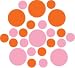 Set of 30 - Pink / Orange Circles Polka Dots Vinyl Wall Graphic Decals Stickers