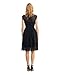 Simple Retro Women's 1950s Mock Neck Cap Sleeve Lace Cocktail Pleated Dress