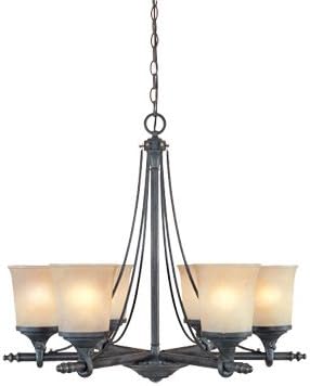 Weathered Saddle 6 Light Up Lighting Chandelier Model-97386-WSD