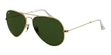 Véritables Lunettes de soleil aviateur Ray-Ban en or avec lentilles vertes