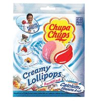 Chupa Chups Creamy Lollipops, Fortified Fat Free - 12 Pieces