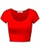 Simlu Womens Basic Short Cap Sleeve Round Crew Neck Short Crop Top Shirt
