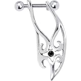 925 Sterling Silver Jet TRIBAL GEM Left Cartilage Earring
