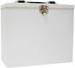Large Rectangle Shaped Top Loading Tin W/Handle-White - 8X6.5X4