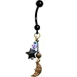 Handcrafted Titanium Celestial Star and Moon Belly Ring