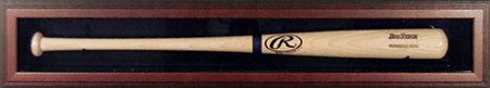 Baseball Bat Display Case with Brown Wood Frame