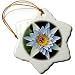 Decorative colorful garden botanic classic plant water lily blue flower - 3 Inch Snowflake Porcelain Ornament