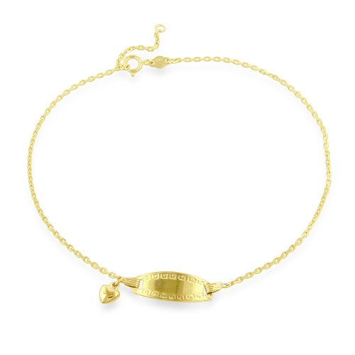 10K Yellow Gold ID Fancy Anklet - 9.5"