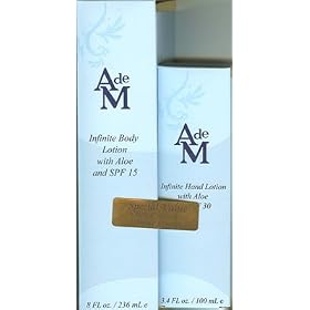 Special Value! AdeM Infinitie Body Lotion with Aloe and SPF 15 8oz. and Infinitie Hand Lotion With Aloe and SPF 30 3.4oz
