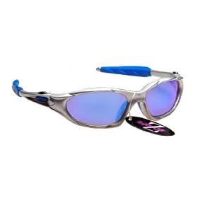 Rayzor Professional Lightweight UV400 Silver Sports Wrap Ski / Snowboard Sunglasses, With a Blue Iridium Revo Anti-Glare Lens.