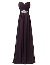 Strapless Ruched Lace-Up Sweetheart Acrylic/Chiffon/Satin Evening Dress/Bridesmaid Dress/Prom Dress/Party Dress 
