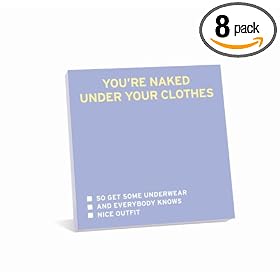 Knock Knock Say It With A Sticky: Naked Under Your Clothes (Pack of 8)