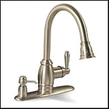 Brushed Nickel Kitchen Faucet with Pull Down Sprayer and Soap Pump - Single