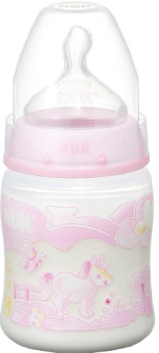 Nuk プレミアムチョイスほ乳びん(ポリプロピレン製) 150ml/シリコーンニップル/ローズ&ブルー/ピンク FDNK0030103