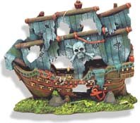 Exotic Environments Pirate's Ghost Ship Aquarium Ornament, 8-Inch by 4-1/2-Inch by 7-Inch