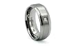 Titanium Ring Satin High Polish Beveled Edges with 1 CZ 8mm