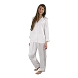 Silk Pajamas for Women - Morning Dew - Women's 100% Silk Pajamas in Natural White or Light Pink.