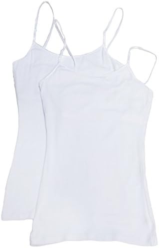 2 Pack Zenana Women's Basic Cami Tank Tops Med White, White