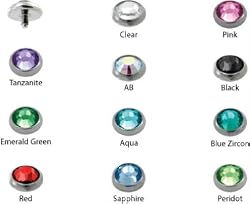 14G TITANIUM REPLACEMENT DISC WITH GEMS DISCGEMBK3MM- BLACK 3MM