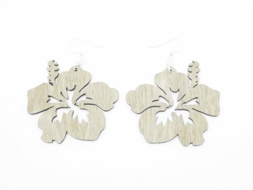 Natural Wood Hibiscus Wooden Earrings