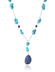 Sterling Silver Lapis and Turquoise Bead Necklace, 17.5"