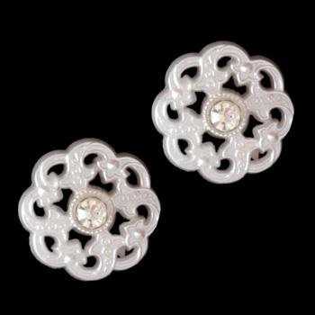 Keepsake Rhinestone Glass Button 5 8'' Pearl White By The Package