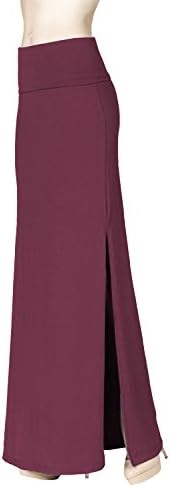 Solid Banded Jersey Maxi with Double Side Slit Skirts (YFJU)
