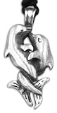 Loving Dolphins Silver Tone Pewter Pendant