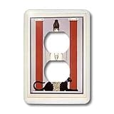 Florene Art Deco & Nouveau - Nouveau Barbier Lady With Panther - Light Switch Covers - 2 plug outlet cover