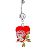 Strawberry Shortcake HEART Crystalline GEM Dangle Belly Ring