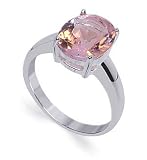 Radiant Pink Oval Cut Cubic Zirconia Band .925 Sterling Silver Ring Size 5 to 10