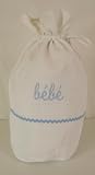 Blue Ric Rac-Bebe Design Baby Utility/Diaper Draw String Bag in French Waffle Weave