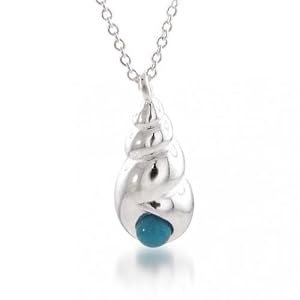 Sterling Silver Genuine Turquoise Seashell Pendant Necklace
