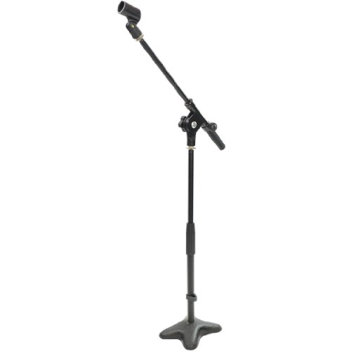 Pyle Universal Compact Microphone Stand - Mic Mount Holder Height Adjustment 19.0” to 26.0” Inch and Telescoping Boom Extension Adjustable Up to 16.0'' w/ Knob Style Tension Lock Mechanism - PMKS7