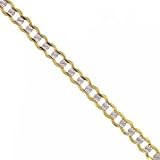Mens Cuban Link Bracelet Diamond Cut 2 Tone Gold 8 or 9