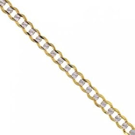 Mens Cuban Link Bracelet Diamond Cut 2 Tone Gold 8 or 9 by GemAffair