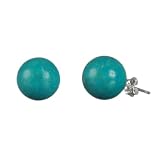 Sterling Silver Back Stabilized Turquoise 10mm Stud Earrings