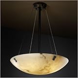 IMAGE OF LumenAria Finials Six Light Semi Flush Mount Finial Finish: Pair Cylindrical, Metal Finish: Dark Bronze, Shade Option: Square Bowl