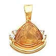 14K Yellow Gold Fancy Cut Citrine and Diamond Pendant