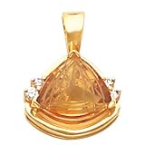 14K Yellow Gold Fancy Cut Citrine and Diamond Pendant