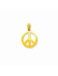 14k Real Yellow Gold Shiny Peace Charm Pendant