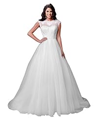 Plus Size Sleeveless  Lace Tulle  Ball Gown Prom Dress/Wedding Dress  with a Brush/Sweep Train 